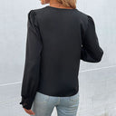 Chic Women's Blouse with Lace Details & Flounce Sleeves