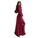 Chic Women's Maxi Dress with Slim Fit and Stylish Belt