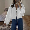 Chic Cropped Blouse with Tie Detail for Women