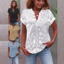 Floral Embroidered Women's V-Neck Blouse