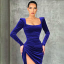 Women's Ruffled Mini Dress with Chic Deep Slit