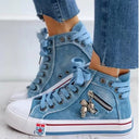 Trendy Women's High-Top Sneakers with Zipper Accents