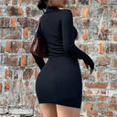 Women's Mini Dress with Stand-Up Collar & Side Zippers
