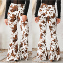 Trendy Cow Print Flared Jeans for Women