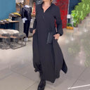 Chic Women's Long Sleeve Dress with Stylish Pockets and Stand-Up Collar