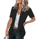 Stylish Short-Sleeve Blazer Jacket with Pockets for Women