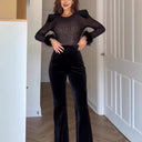 Chic Sequin-Embellished Blouse with Flared Sleeves