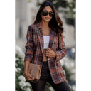 Women's Modern Oversized Checkered Blazer with Chic Accents