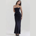Chic Asymmetrical Maxi Dress with Bustier Design and Slit
