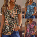 Floral Accent Women's Short Sleeve Blouse
