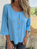 Chic Women's Blouse with Button Accents