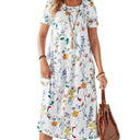 Floral-Patterned Women's Summer Dress with Pockets
