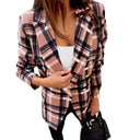 Stylish Women's Double-Breasted Check Blazer