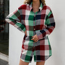 Chic Women's Long Sleeve Checked Shirt Dress