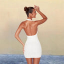 Sequin Mini Dress with V-Neck Halter Design