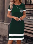 Stylish Women's Striped Dress with Chest Pocket