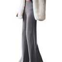 Chic Knit Trousers with Decorative Button Accents