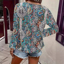 Chic V-Neck Blouse with Paisley Print