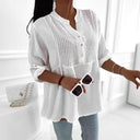 Chic Women's Blouse with Button Placket and Structured Design