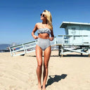 Chic Women's Ruffle-Top High-Cut Bikini