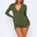 Chic Women's Long Sleeve Bodysuit with Button Detail