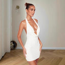 Sequin Mini Dress with V-Neck Halter Design