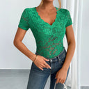 Ladies Lace V-Neck Top with Contoured Cut