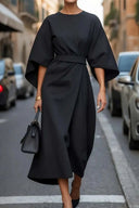Chic Maxi Dress with Puff Sleeves and Fitted Belt