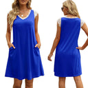 Lace-Trimmed Women's Sleeveless Dress with Pockets