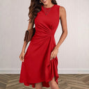Chic Asymmetric Hem Wrap Dress with Gathered Detailing