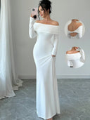 Chic Off-Shoulder Maxi Dress with Long Sleeves