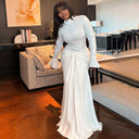Chic Long-Sleeved Maxi Dress with Draped Hem for Women