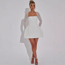 Chic Mini Dress with Sheer Lace Sleeves and Bodycon Fit