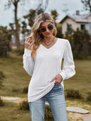 Chic V-Neck Top with Puff Sleeves for Women