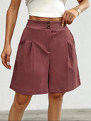 Chic Pleated Button Shorts for Women