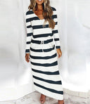 Women's V-Neck Beach Dress with Convenient Pockets