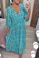 V-Neck Maxi Dress with Flowing Sleeves for Women
