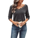 Chic Long Sleeve Blouse with Lace Trim