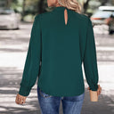 Chic Blouse with Puffed Sleeves and Stand-Up Collar