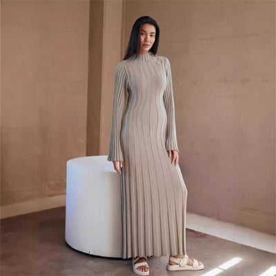 Women's High Neck Ribbed Maxi Dress