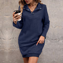 Chic Women's Sweat Dress with Modern Button Accents