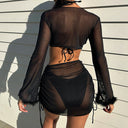 Chic Ruffled Women's Bikini Set with Long Sleeve Cover
