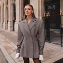 Chic Check Blazer with Double Button Closure