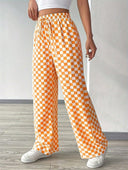Women’s Checkered Trousers with Elastic Waistband - Trendy Design