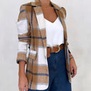 Chic Women's Checked Blazer Jacket with Stylish Accents