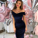 Off-Shoulder Velvet Dress for Women - Chic & Stylish