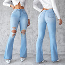 Trendy Women's Flared Jeans with Ripped Accents