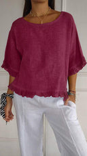 Chic Women's Blouse with Ruffled Hem