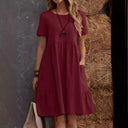 Chic Cotton Dress with Pockets and Ruffles