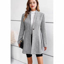 Chic Knitted Blazer with Lapel Collar and Ribbed Texture